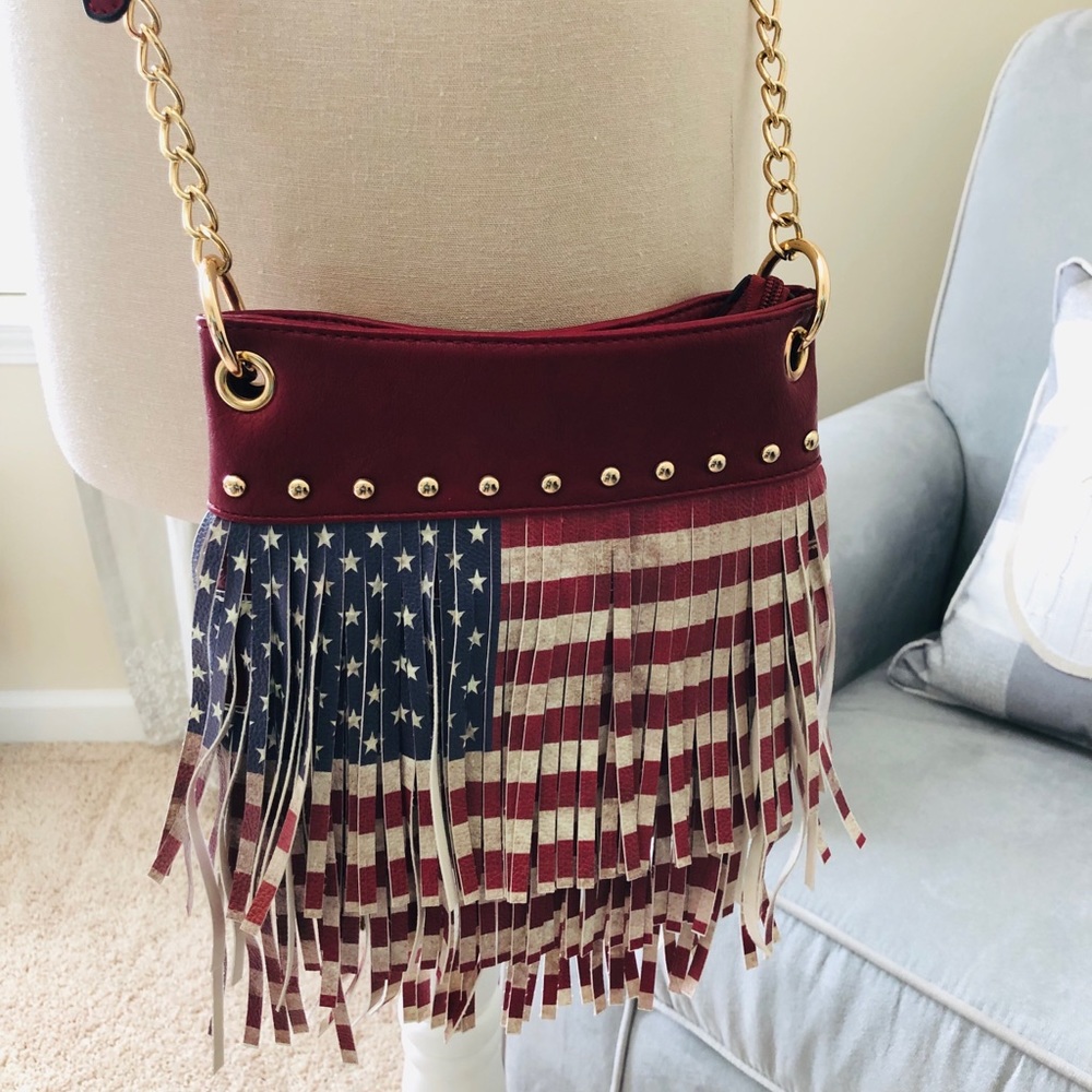 American Flag Faux Leather Crossbody Bag